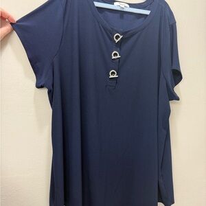 89th & Madison Blue Buttoned Blouse Relaxed Fit